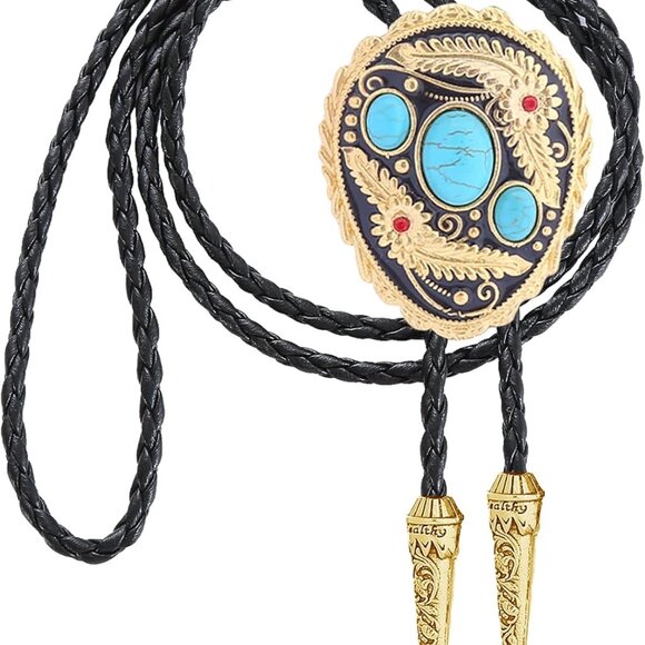 Black Bolo Tie for Men, Native American Western Cowboy Bolo Tie - Picture 1 of 6